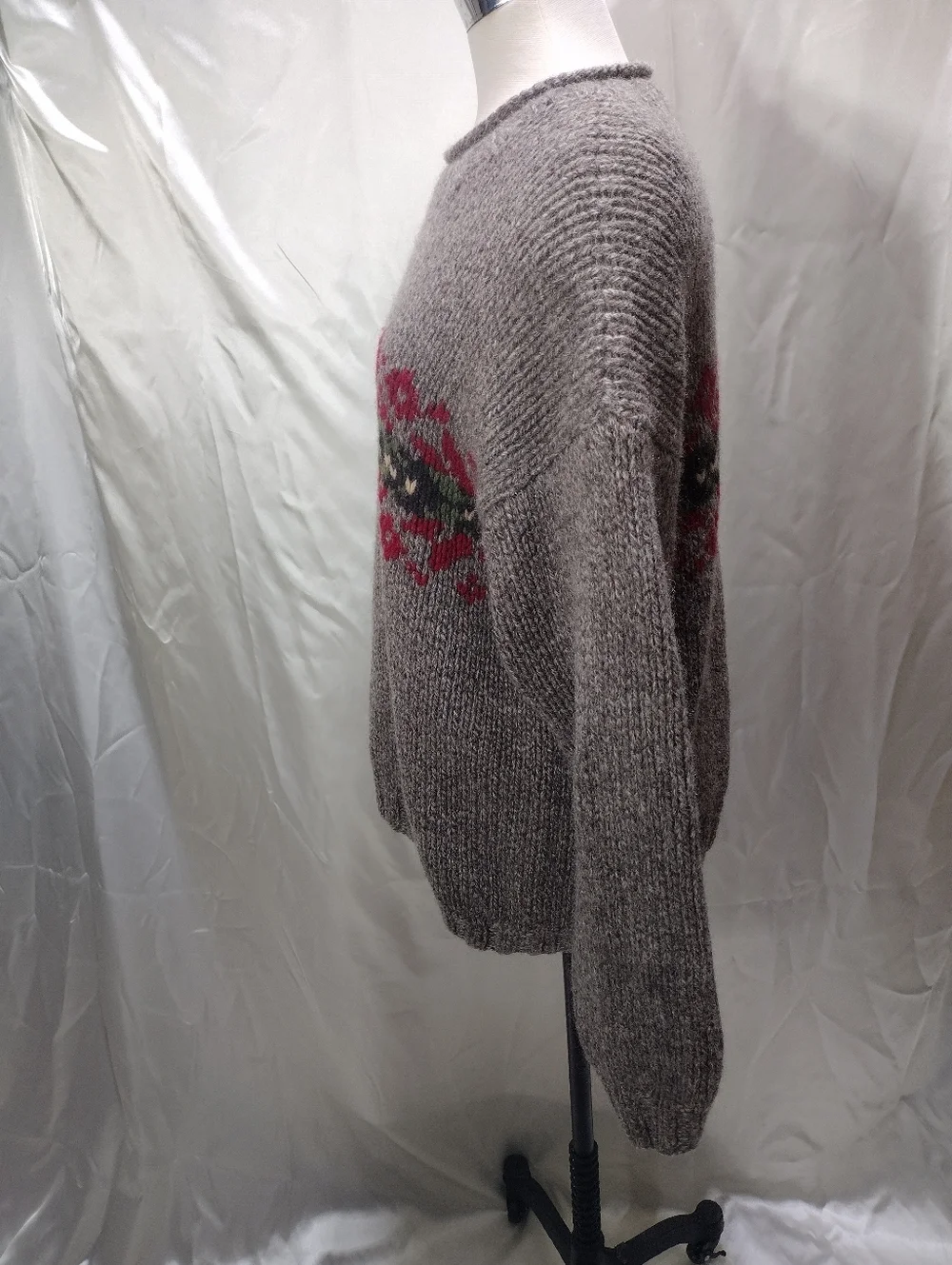 Vintage J Crew Sweater Mens L Brown Wool Fair Isle Oarsman Roll Neck Chunky